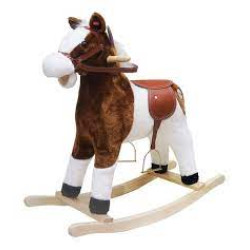 CABALLO MECEDOR DE PELUCHE ROSADO