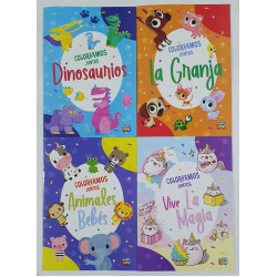LIBRO COLOREAMOS JUNTOS DINO/GRANJA/ANIMALES/MAGIA
