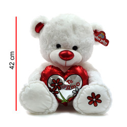 OSO BLANCO C/CORAZON METALIZADO 42CM 5434