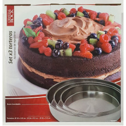 SET X3 TORTERAS DE ACERO 24-26-28CM