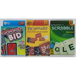 JUEGO CARTAS PICTIONARY/SCRABEBLE/MONOPOLY