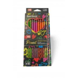 LAPIZ CON GOMA DECORADO X12