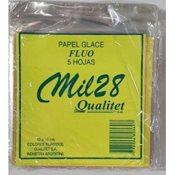 PAPEL GLASE FLUOR X5HOJAS 10X10