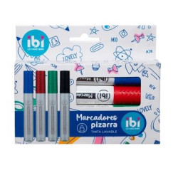MARCADOR P/PIZARRA IBI BLISTER X4UNID